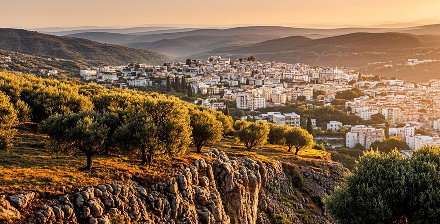 مناظر طبيعية للضفة الغربية عند الغروب
